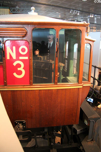 Driver compartment of Liverpool Overhead Railway car at Museum of Liverpool. Liverpool, England.