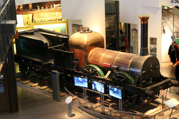 Steam locomotive Lion (1838) by Todd, Kitson & Laird at Museum of Liverpool. Liverpool, England.