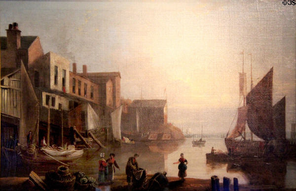 Site of Regent's Dock in Liverpool painting (c1809) by George Anthony at Museum of Liverpool. Liverpool, England.