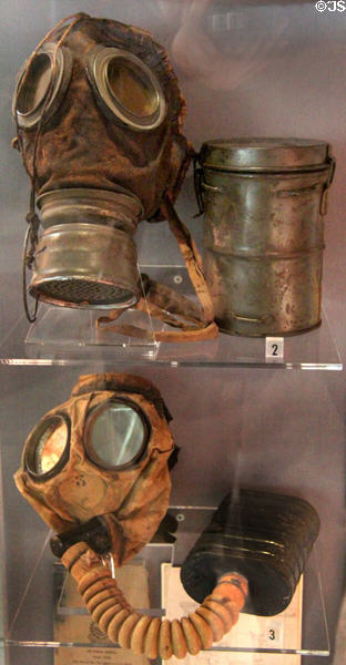 German & British gas masks from WWI (1914-9) at Museum of Liverpool. Liverpool, England.