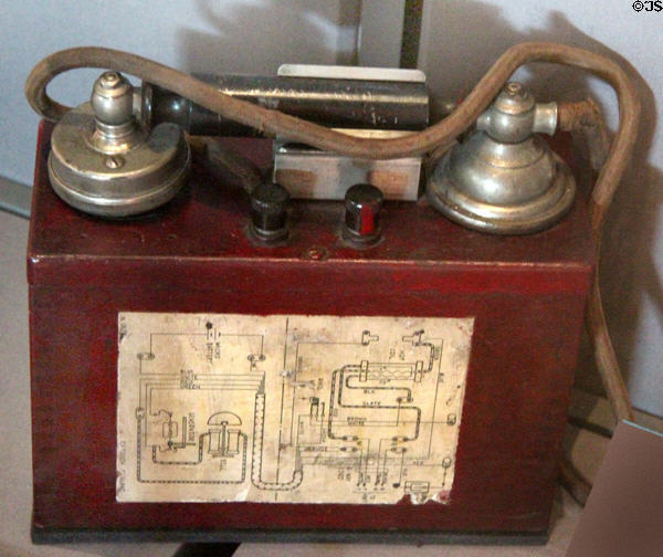 British field telephone from WWI (1914-9) at Museum of Liverpool. Liverpool, England.