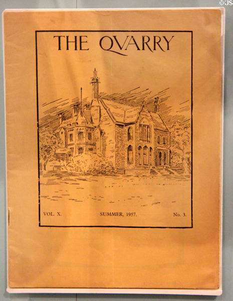 Quarry Magazine (1957) from Quarry Bank High School after which John Lennon named his first band 'The Quarrymen' in Beatles exhibit at Museum of Liverpool. Liverpool, England.