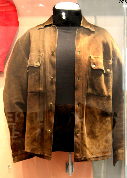 John Lennon's suede jacket (1963) in Beatles exhibit at Museum of Liverpool. Liverpool, England.