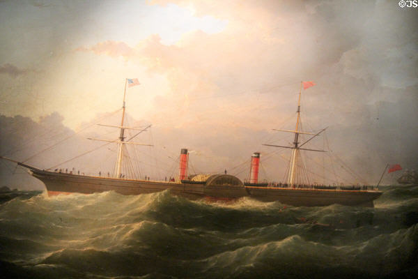 PS Scotia Cunard's last paddle steamer painting (1863) by Samuel Walters at Merseyside Maritime Museum. Liverpool, England.