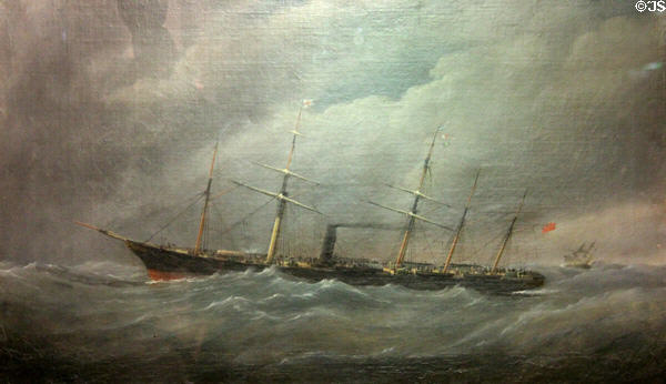 SS Great Britain at time it was carrying emigrants to Australia painting (1846) by Joseph Walter at Merseyside Maritime Museum. Liverpool, England.