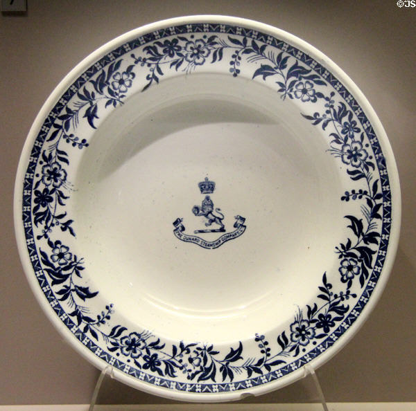 Lusitania / Mauretania soup plate (1906) by Mintons at Merseyside Maritime Museum. Liverpool, England.