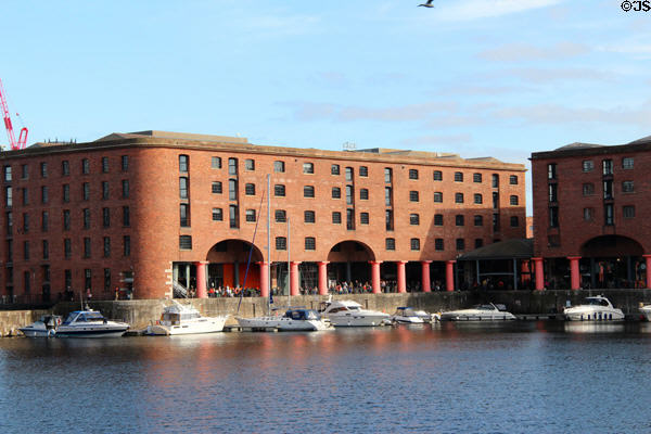 Royal Albert Docks were partly bombed in WWII & did not start recovering until 1988 when museums & restaurants moved in. Liverpool, England.