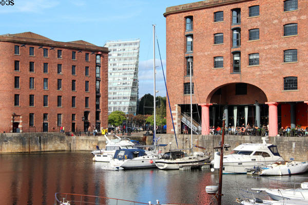 Royal Albert Docks with Greek columns made of iron. Liverpool, England.