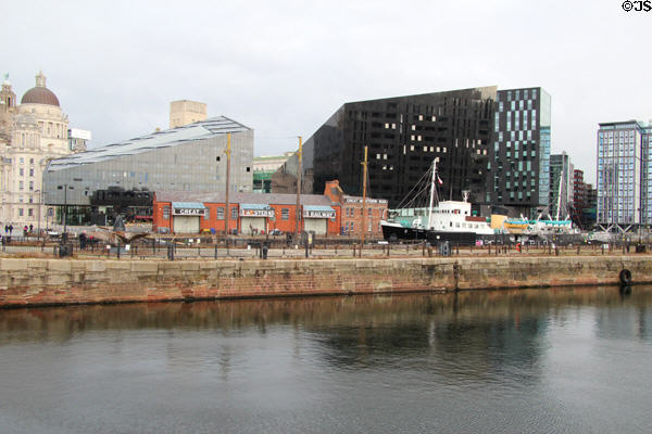 Great Western Railway Terminal with faceted Mann Island project beyond. Liverpool, England.