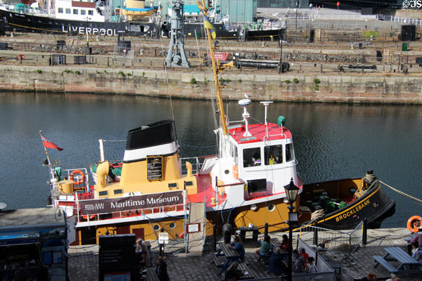 Brocklebank motor tug (1964) museum ship docked at Merseyside Maritime Museum. Liverpool, England.