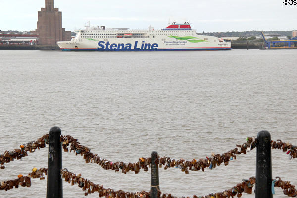 Stena Line ferry docked on Mersey River. Liverpool, England.