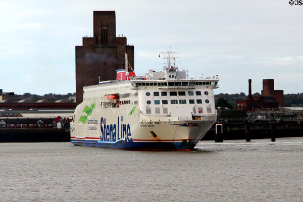 Stena Line ferry departing Mersey River for Belfast. Liverpool, England.