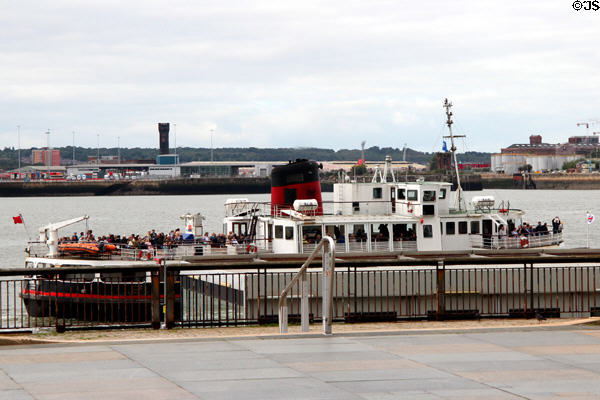 Royal Iris ferry (1959) leaves Mersey Ferries dock. Liverpool, England.