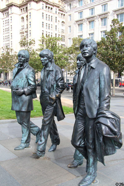 The Beatles sculpture (2015) by Andy Edwards at Pier Head. Liverpool, England.