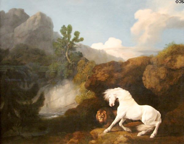 Horse Frightened by a Lion painting (1770) by George Stubbs at Walker Art Gallery. Liverpool, England.