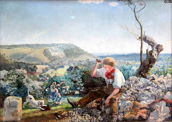 Stonebreaker painting (1857-8) by John Brett at Walker Art Gallery. Liverpool, England.