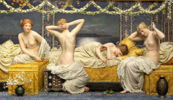 A Summer Night painting (c1887-90) by Albert Joseph Moore at Walker Art Gallery. Liverpool, England.