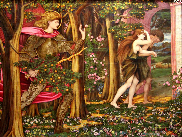 Expulsion from Eden painting (c1899-1900) by John Roddam Spencer Stanhope at Walker Art Gallery. Liverpool, England.