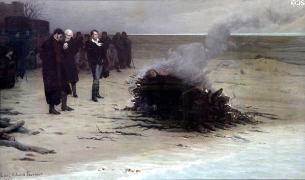 Funeral of Percy Bysshe Shelley painting (1889) by Louis Edouard Fournier at Walker Art Gallery. Liverpool, England.