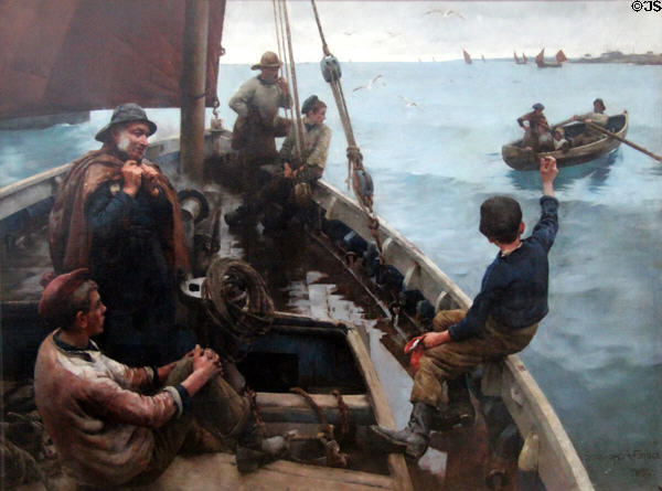 Off to the Fishing Grounds painting (1886) by Stanhope Alexander Forbes at Walker Art Gallery. Liverpool, England.