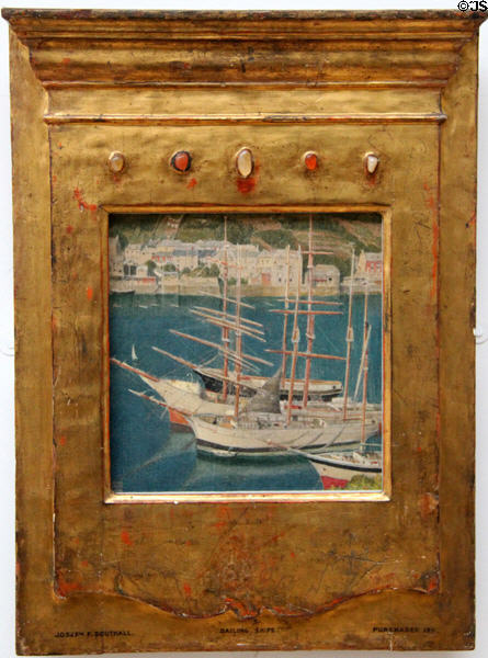 Sailing Ship painting (1910) by Joseph Southall at Walker Art Gallery. Liverpool, England.