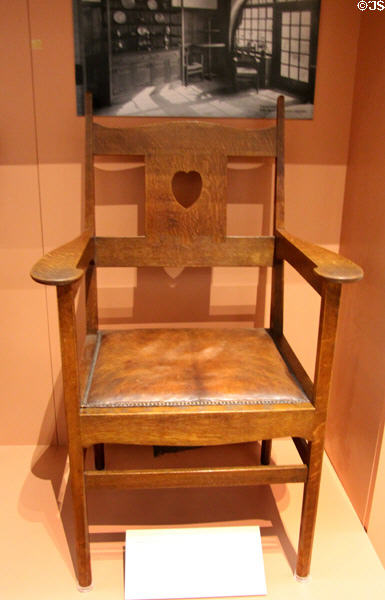 Arts & Crafts oak chair (c1902) by Charles Francis Annesley Voysey at Walker Art Gallery. Liverpool, England.