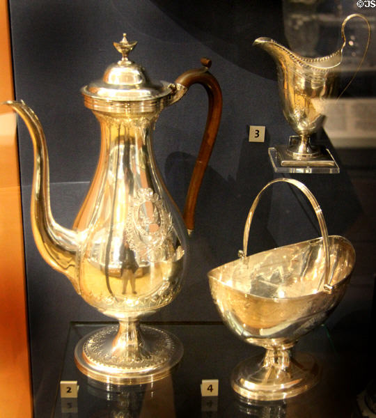 Silver coffee service (1799-9) by John Innocent of London at Walker Art Gallery. Liverpool, England.