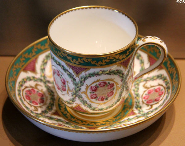 Porcelain coffee cup & saucer (1770) by Sevres, France at Walker Art Gallery. Liverpool, England.