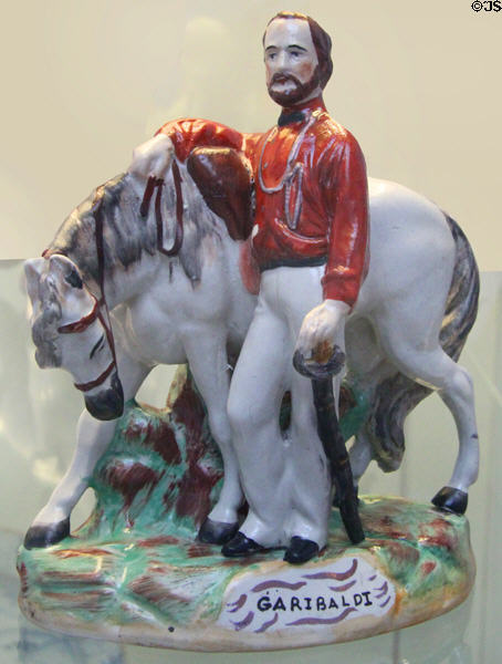 Earthenware figure of Giuseppe Garibaldi (1861) from Staffordshire at Walker Art Gallery. Liverpool, England.