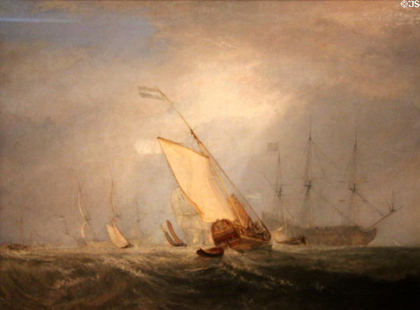 Admiral van Tromp returning after 1781 Battle off Dogger Bank painting (c1831-3) by Joseph Mallord William Turner at Tate Liverpool. Liverpool, England.
