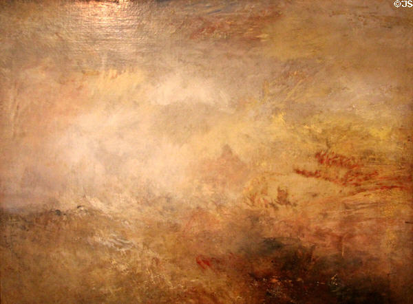 Stormy Sea with Dolphins painting (c1835-40) by Joseph Mallord William Turner at Tate Liverpool. Liverpool, England.