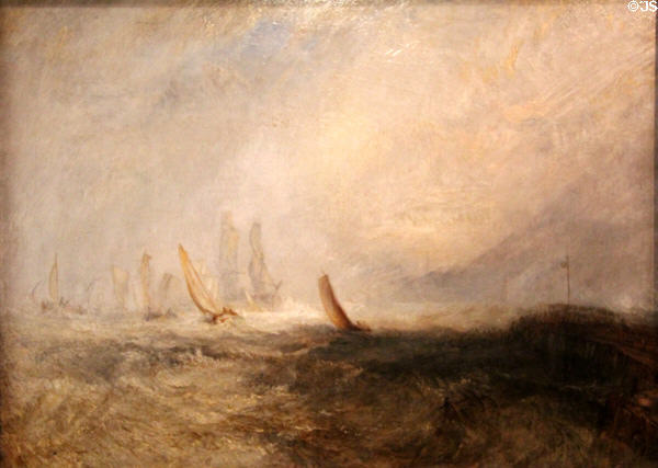 Fishing Boats Bringing a Disabled Ship into Port Ruysdael painting (1844) by Joseph Mallord William Turner at Tate Liverpool. Liverpool, England.