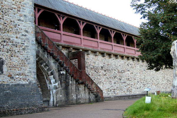 Covered wooden Gallery at Cardiff Castle. Cardiff, Wales.