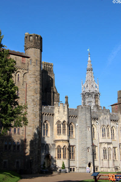 Beauchamp Tower over former Bute family home at Cardiff Castle. Cardiff, Wales.