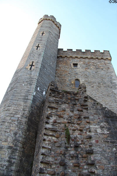 Black Tower (13thC), Norman construction, used for detaining prisoners through Tudor times at Cardiff Castle. Cardiff, Wales.