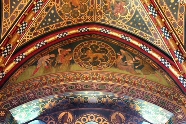 Detail of ceiling in Winter Smoking Room at Cardiff Castle. Cardiff, Wales.