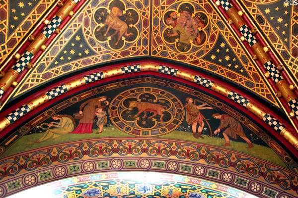 Detail of ceiling in Winter Smoking Room at Cardiff Castle. Cardiff, Wales.