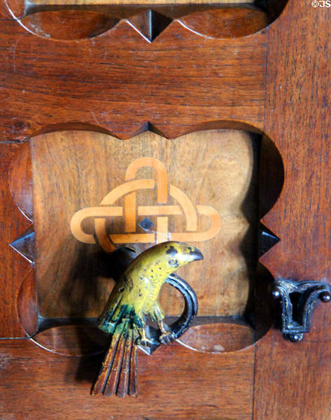 Bird carving detail in Winter Smoking Room at Cardiff Castle. Cardiff, Wales.