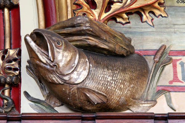 Fish sculpture in Banqueting Hall at Cardiff Castle. Cardiff, Wales.