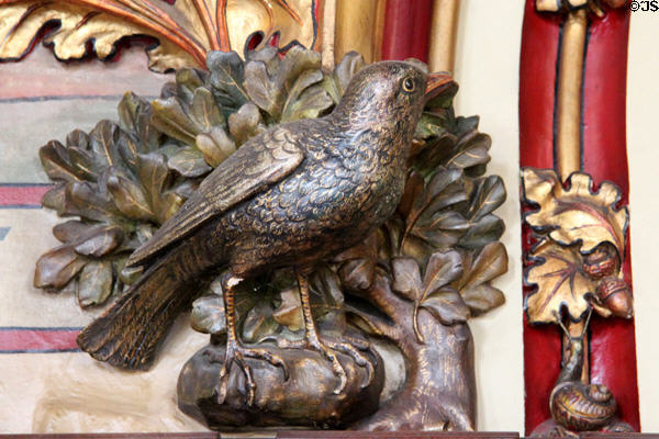 Bird sculpture in Banqueting Hall at Cardiff Castle. Cardiff, Wales.