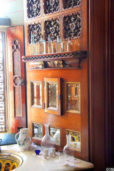 Amenities for doing morning ablutions in Lord Bute's bathroom at Cardiff Castle. Cardiff, Wales.