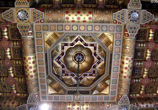 Centerpiece of ceiling in Small Dining Room at Cardiff Castle. Cardiff, Wales.