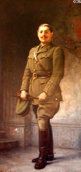 Painting (c1918) by Herbert Draper of Lieutenant Colonel Lord Ninian Crichton-Stuart, son of the 3rd Marquess of Bute, who pursued a career in politics after army service, was elected MP for Cardiff District & died in battle during WWI at Cardiff Castle. Cardiff, Wales.