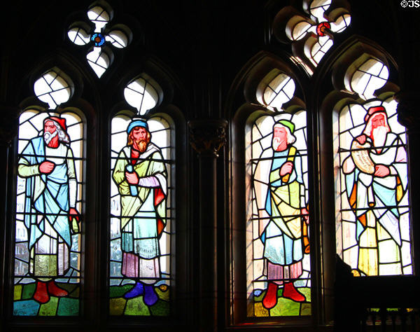 Stained glass windows depicting Biblical prophets at Cardiff Castle. Cardiff, Wales.