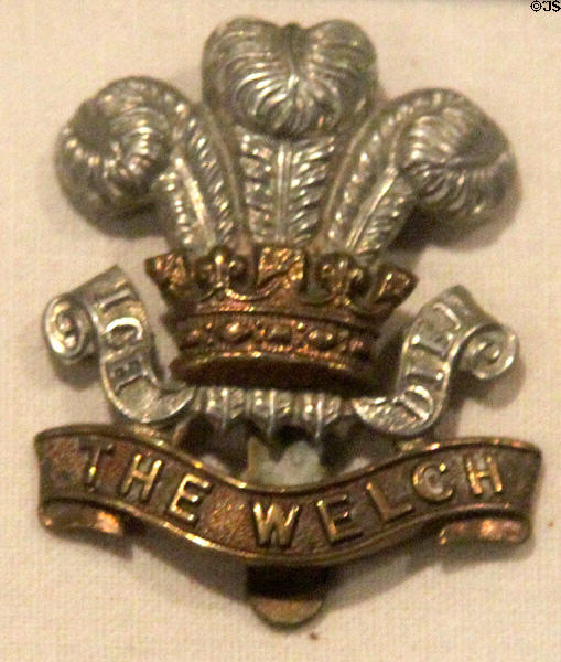 Welsh Regiment Cap Badge in Military Museum at Cardiff Castle. Cardiff, Wales.