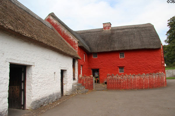 Kennixton Farmhouse (1610) from Llangennith, painted red which, it was said, protected against evil spirits at St Fagans National Museum of History. Cardiff, Wales.