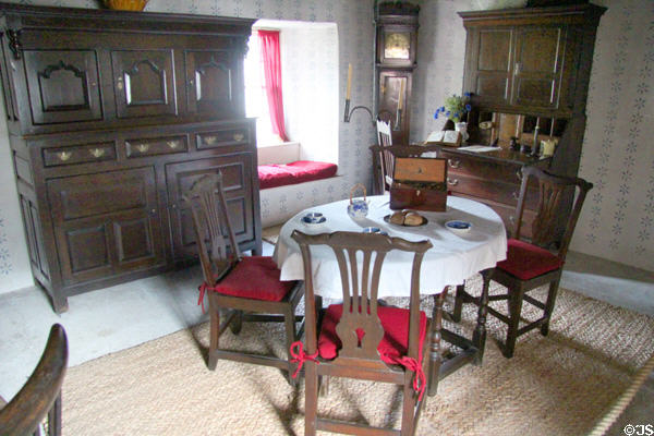 Dining room in Kennixton Farmhouse at St Fagans National Museum of History. Cardiff, Wales.