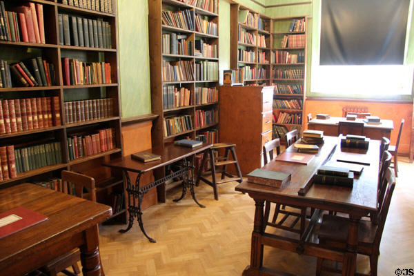 Library & reading room in Oakdale Workmen's Institute at St Fagans National Museum of History. Cardiff, Wales.