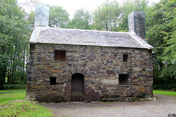 Garreg Fawr Farmhouse (1544), home of a wealthy farmer & notable in that era for having chimneys, formerly located in Waunfawr, at St Fagans National Museum of History. Cardiff, Wales.