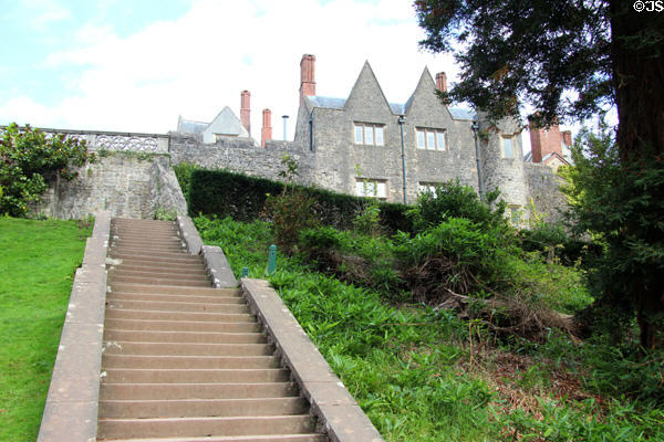 Steps to St Fagans Castle (c1580), Elizabethan Manor House, at St Fagans National Museum of History. Cardiff, Wales.